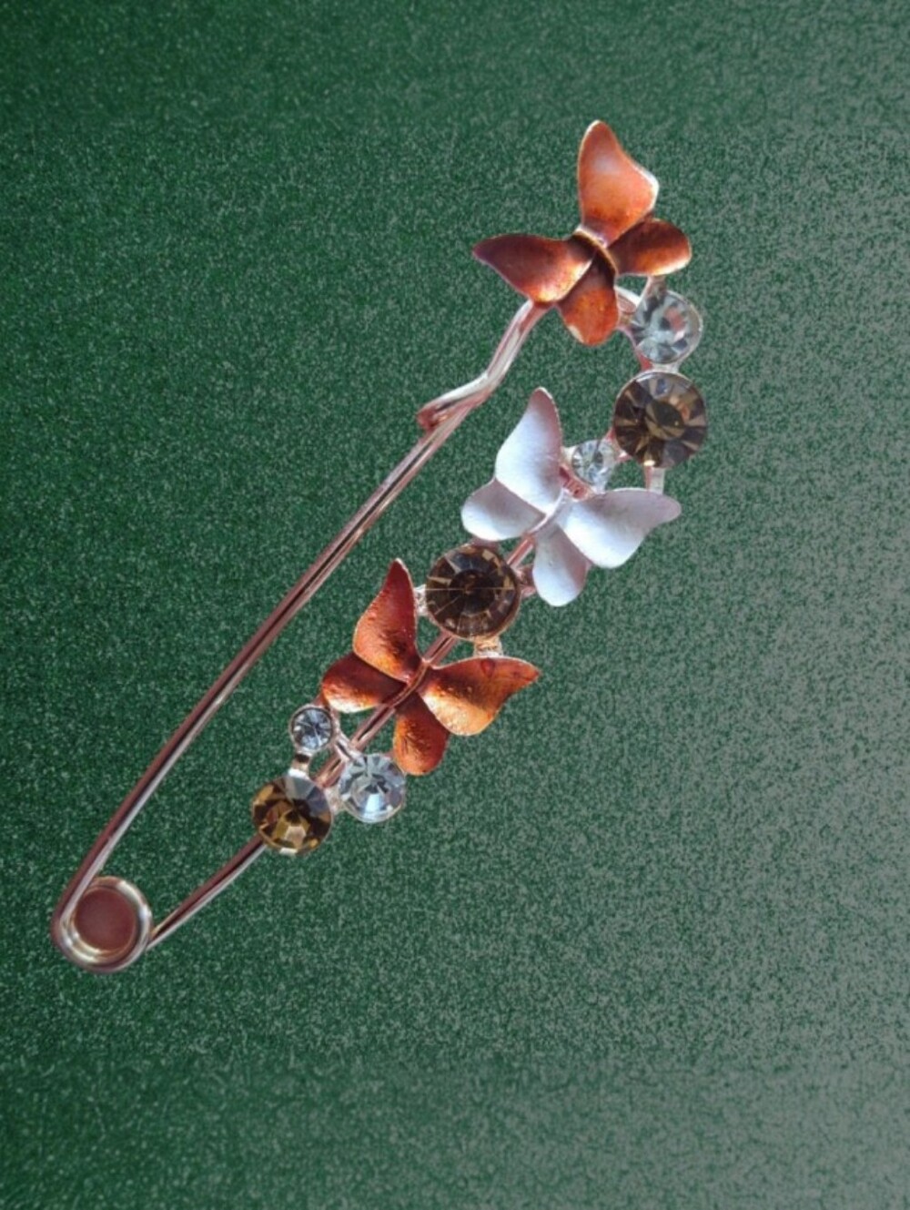 Butterfly Crystal Safety Pin Brooch